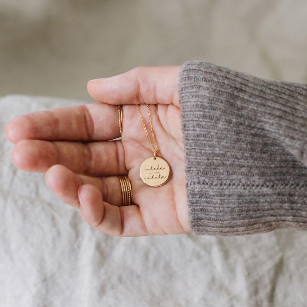 inhale - exhale 15mm gold pendant